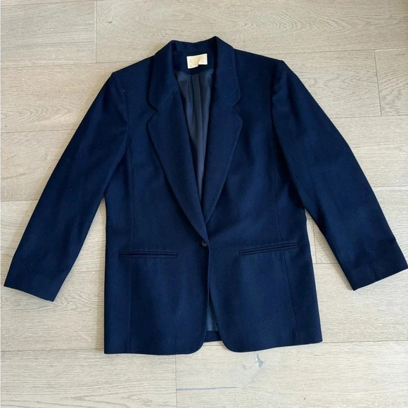 Pendleton 100% virgin wool blazer, navy blue size 14 - Picture 3 of 10